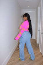 Pink and gold cropped sweater