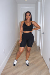 Black active biker set