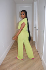 Lime cropped chill pant set