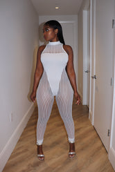 White mesh jumpsuit