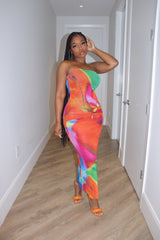 Orange Splash tube dress