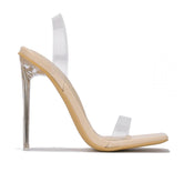 Nude clear sling back heels