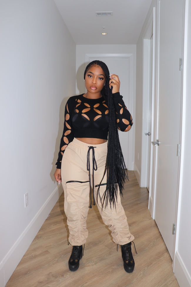 Tan Black zip cargo