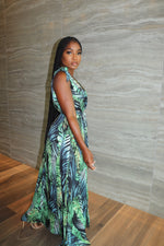 Dark palm maxi dress