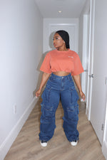 Dark denim cargos