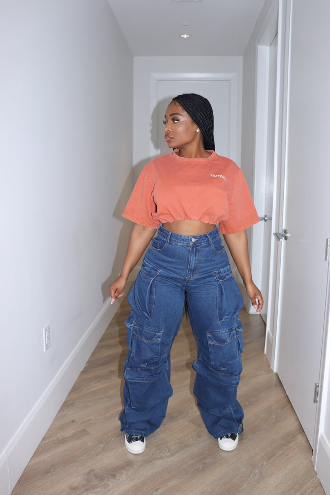 Dark denim cargos