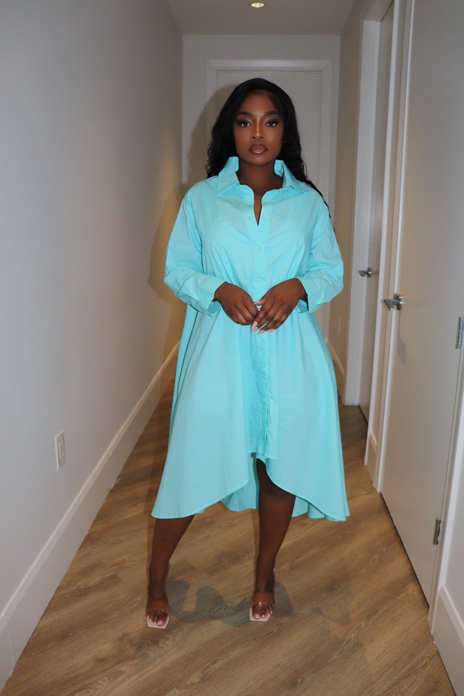 Teal Over sized pocket blouse