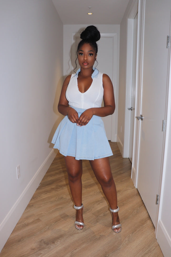 Denim Tennis Skirt Set