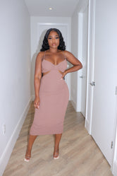 Brown Cut out Dress