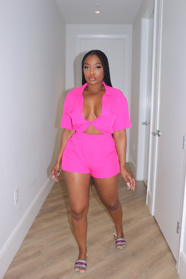 Pink Twist top short set