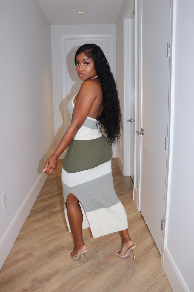 Olive halter dress