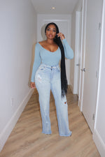Lt wash wide leg jeans