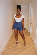 Navy Paper bag shorts
