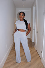 Gray Cropped pant set