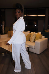 White satin suit