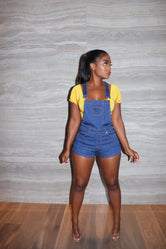 Denim suspenders romper