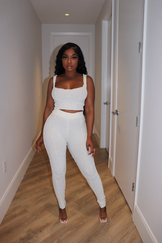 Ivory Knit Pant set