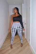 Houndstooth one sleeve pant set