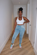 Teal mineral wash joggers