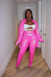 Pink Sequin pant set