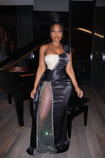 Satin and sheer gown