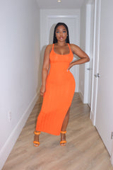 Orange High Split dress