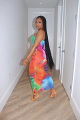 Orange Splash tube dress