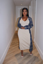 Nude Ribbed midi dress