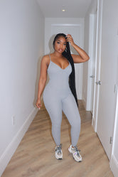 Gray thin strap jumpsuit