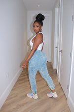 Teal mineral wash joggers