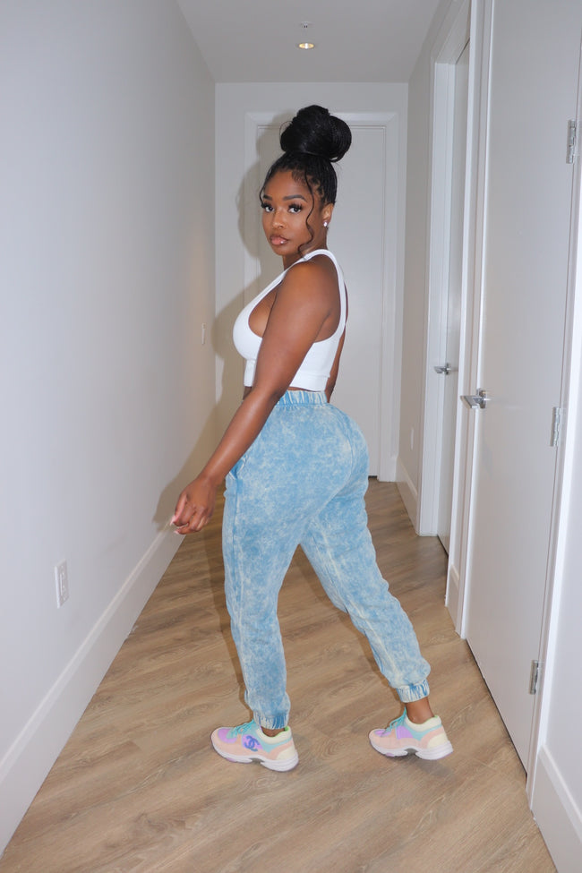 Teal mineral wash joggers