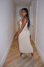 Nude Ribbed midi dress