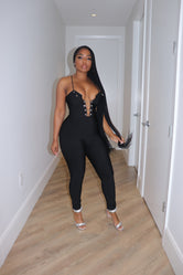 Pinned Black Bandage jumpsuit
