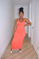Orange ribbed midi