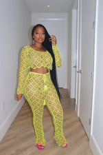 Lime crochet pant set