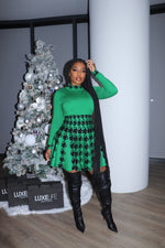 Green Houndstooth Skirt set
