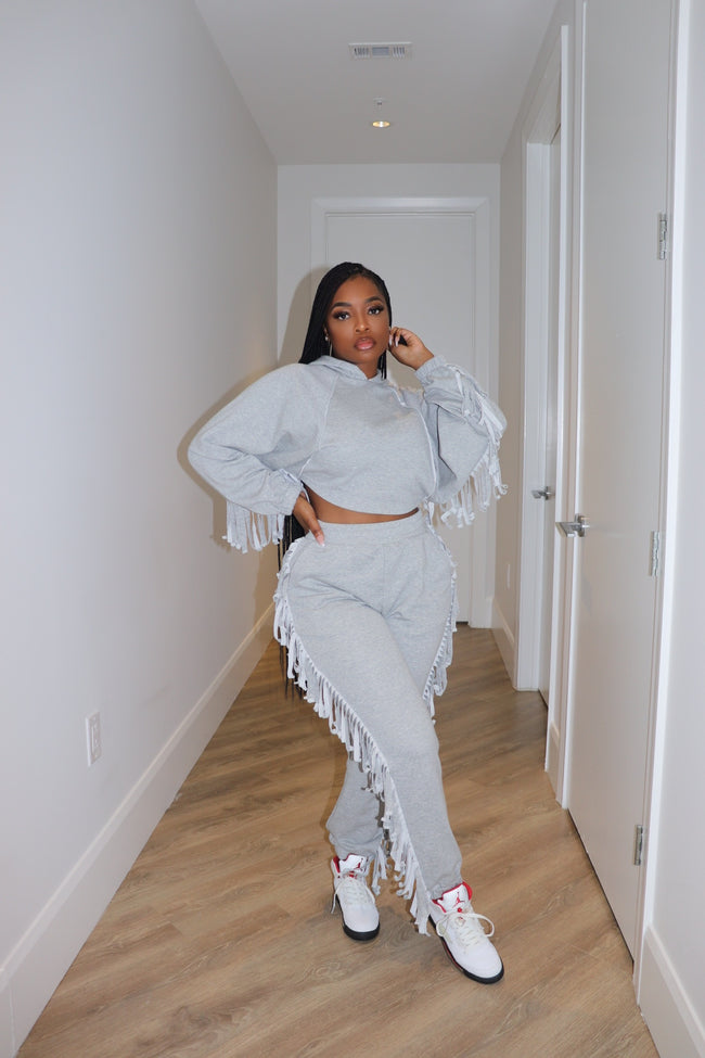 Gray Tassel Jogger