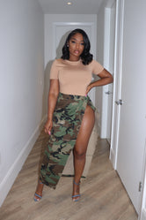 Camo high split skirt