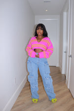 Pink and gold cropped sweater