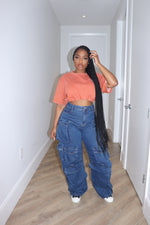 Dark denim cargos