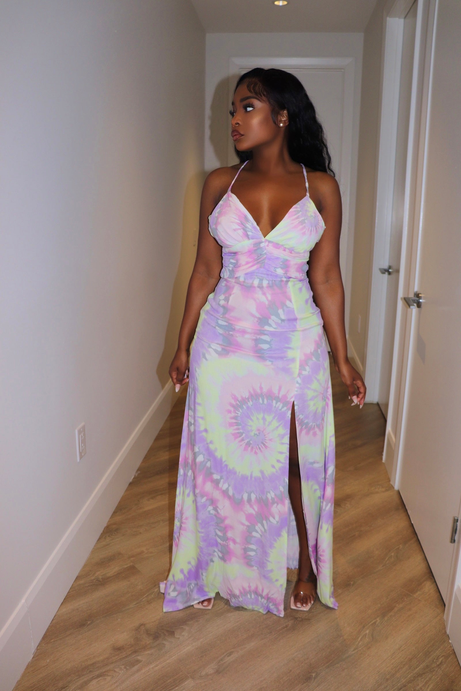 Purple tie dye maxi