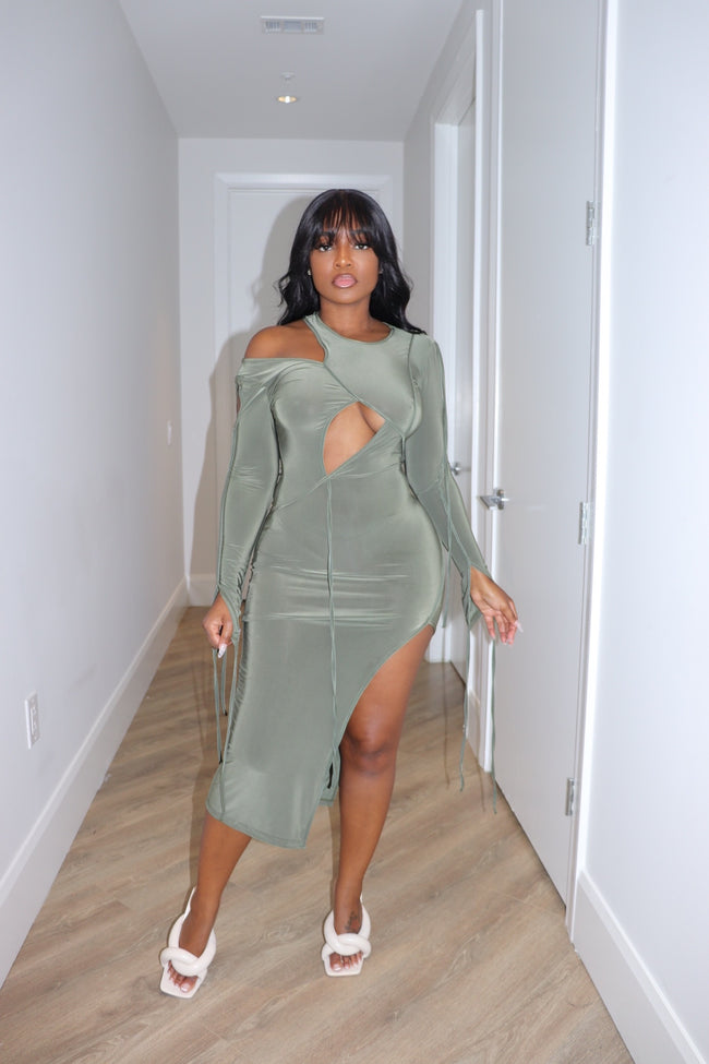 Olive Peekaboo dress