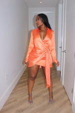 Orange satin chloe dress