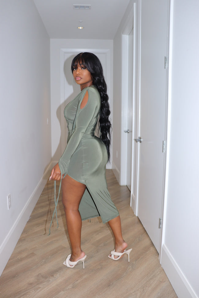 Olive Peekaboo dress