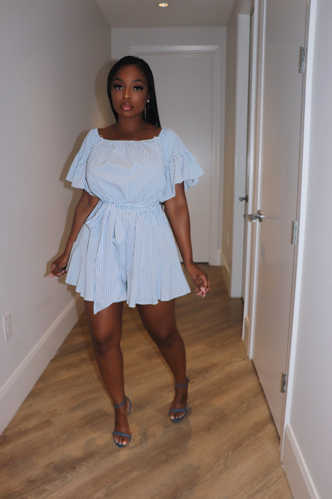 Blue stripe romper
